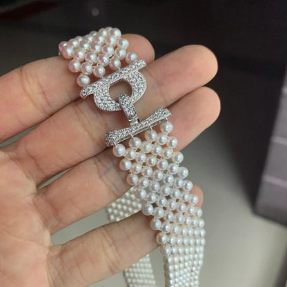 Pearl Necklace Handwoven S925 Silver, Ladies Jewelry Temperament Fashion Jewelry