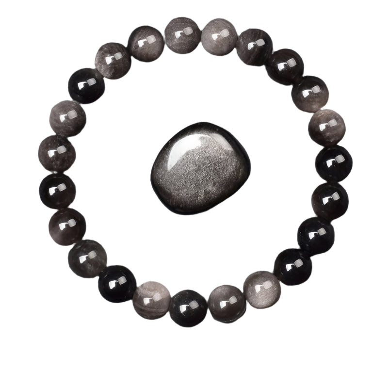 Natural Silver Color Obsidian Bracelet
