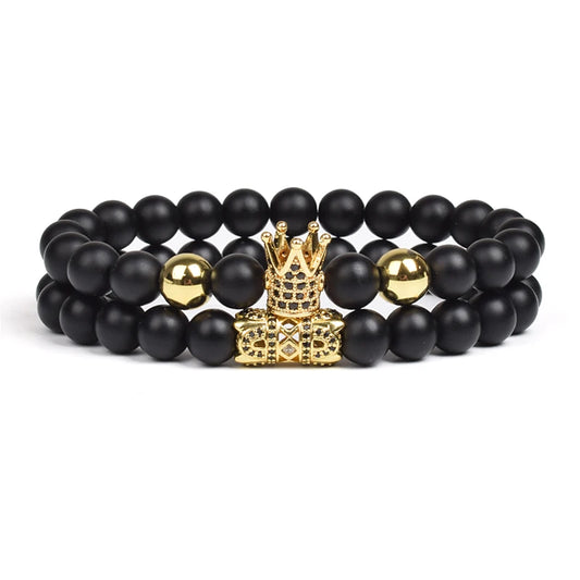 8mm Natural Stone Charm Beads Bracelet