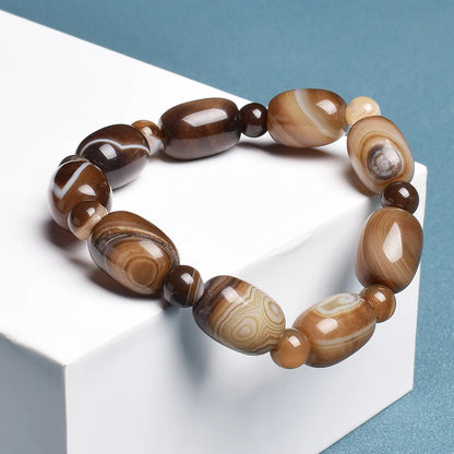 Natural Stone Coffee Lace Agates Bracelet