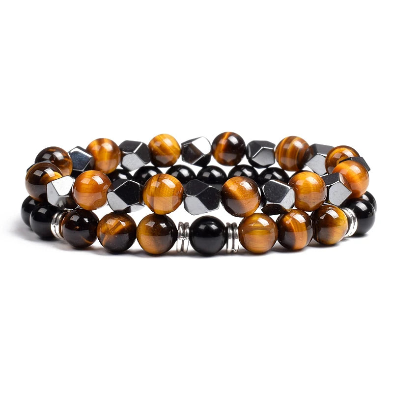 Natural Tiger Eye Beads Couple Bracelets