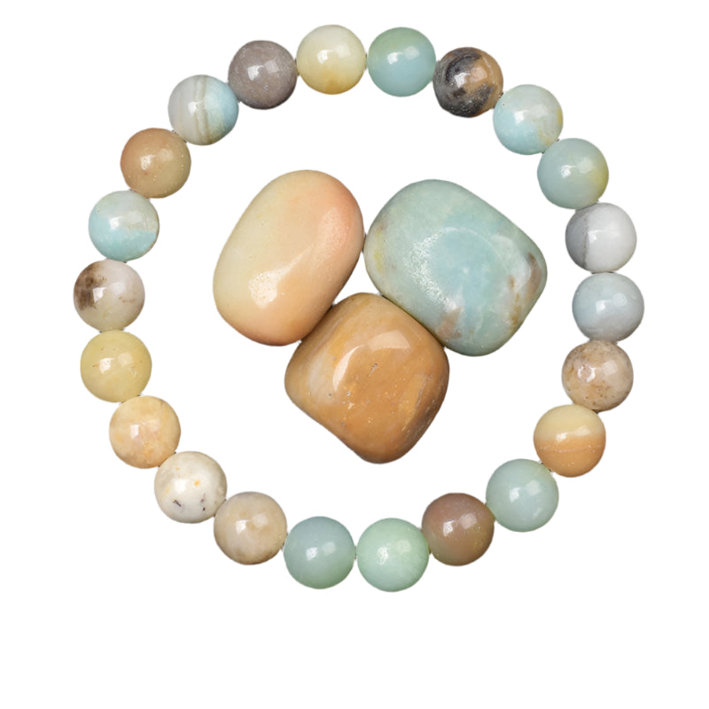 Crystal Blue Green Natural Stone Beads Bracelet