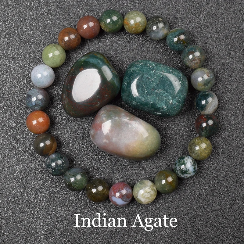 Natural Red Stripes Agate Stone Beads Bracelet