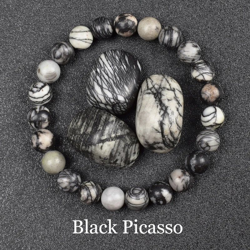 Natural Red Stripes Agate Stone Beads Bracelet