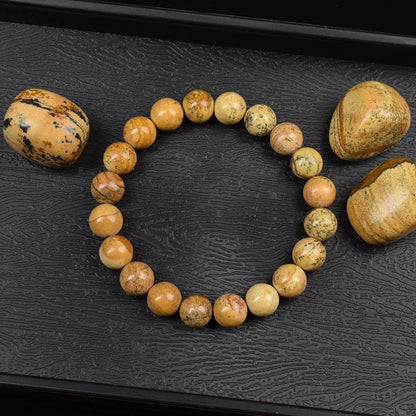 Khaki Yellow Natural Stone Beads Bracelet