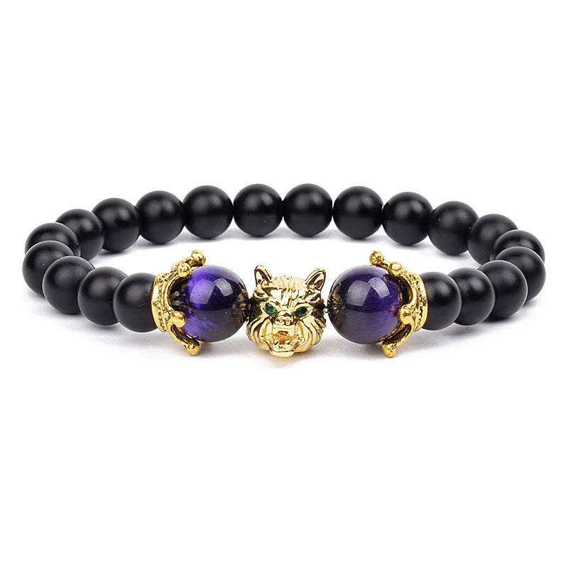 Vintage Yellow Red Blue Tiger Eye Natural Stone Bracelet