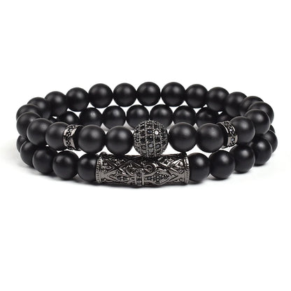 8mm Natural Stone Charm Beads Bracelet