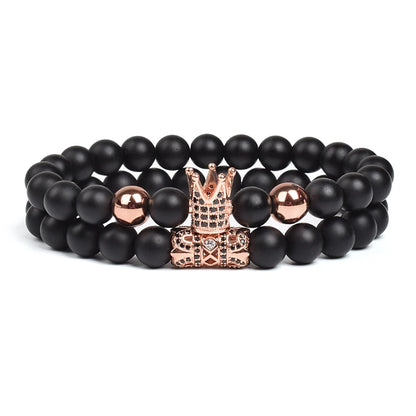 8mm Natural Stone Charm Beads Bracelet
