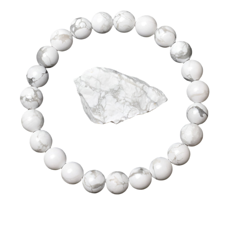 Natural White Howlite Stone Beads Bracelet