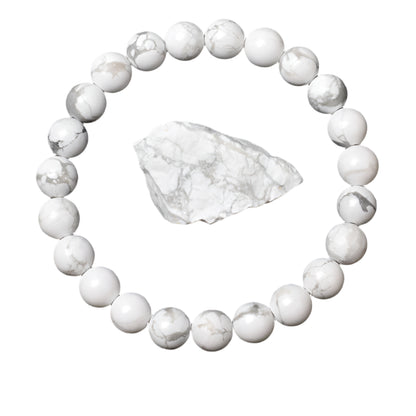 Natural White Howlite Stone Beads Bracelet