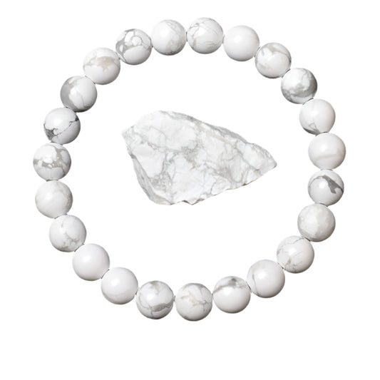 Natural White Howlite Stone Beads Bracelet