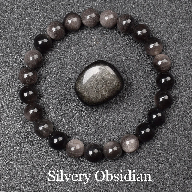 Natural Silver Color Obsidian Bracelet