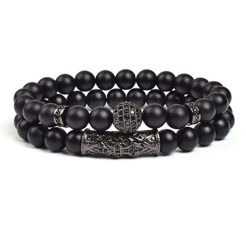 8mm Natural Stone Charm Beads Bracelet