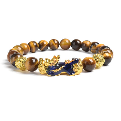 Yellow Elastic Tiger Eye Stone Beads Bracelet