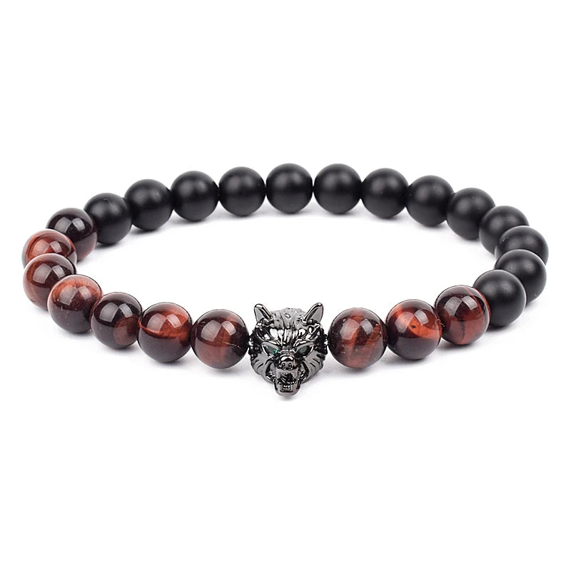 Vintage Yellow Red Blue Tiger Eye Natural Stone Bracelet