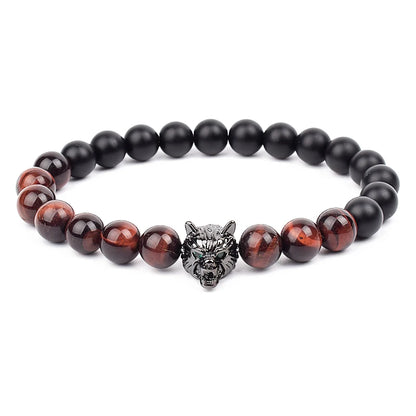 Vintage Yellow Red Blue Tiger Eye Natural Stone Bracelet