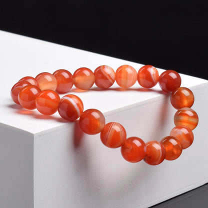 Natural Red Stripes Agate Stone Beads Bracelet