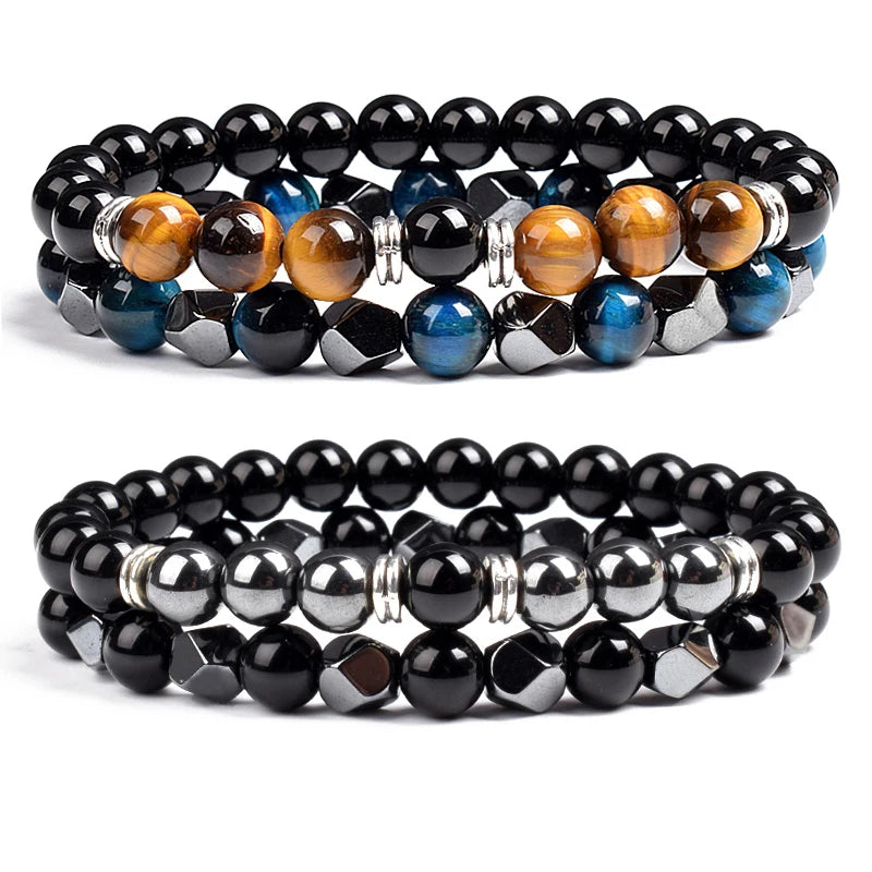 Natural Tiger Eye Beads Couple Bracelets