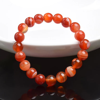 Natural Red Stripes Agate Stone Beads Bracelet