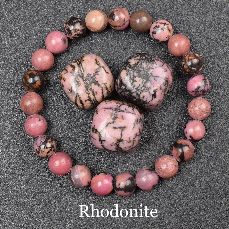 Natural Red Stripes Agate Stone Beads Bracelet