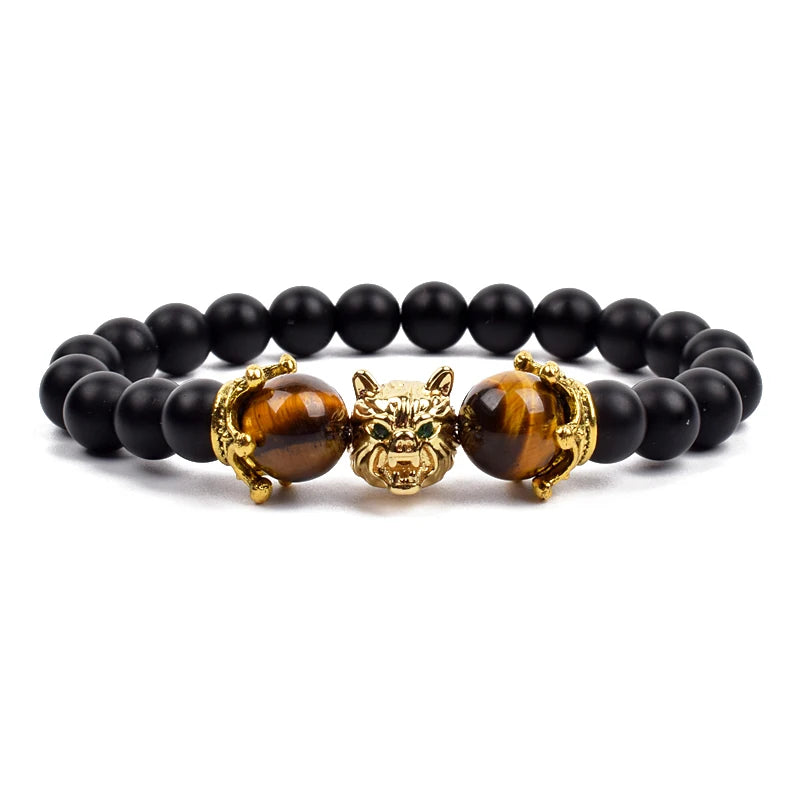Vintage Yellow Red Blue Tiger Eye Natural Stone Bracelet