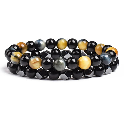 Natural Tiger Eye Beads Couple Bracelets