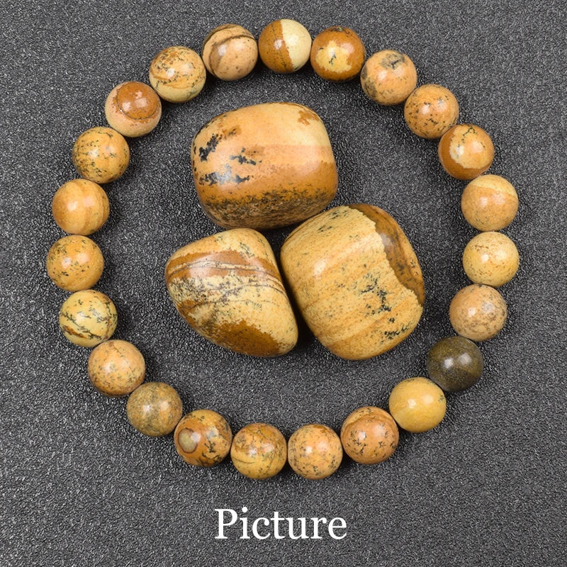 Natural Red Stripes Agate Stone Beads Bracelet