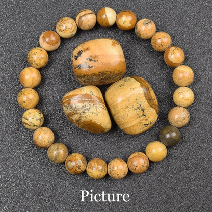 Natural Red Stripes Agate Stone Beads Bracelet