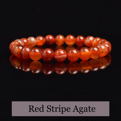 Natural Red Stripes Agate Stone Beads Bracelet