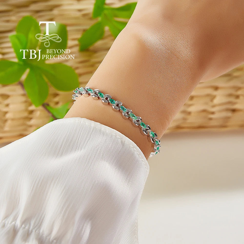 Precious and elegant Natural Green Emerald Bracelet 925 Sterling Silver women Noble fine jewelry wedding & banquet gift