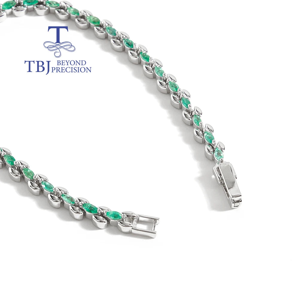 Precious and elegant Natural Green Emerald Bracelet 925 Sterling Silver women Noble fine jewelry wedding & banquet gift