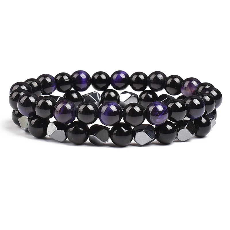 Natural Tiger Eye Beads Couple Bracelets