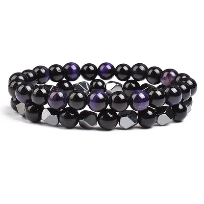 Natural Tiger Eye Beads Couple Bracelets
