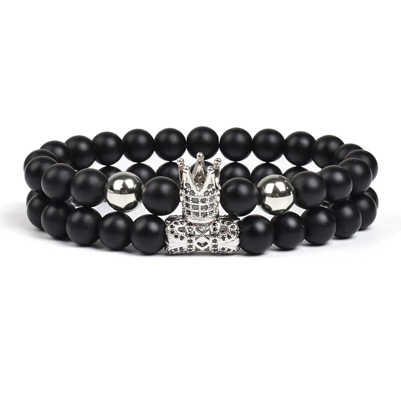 8mm Natural Stone Charm Beads Bracelet