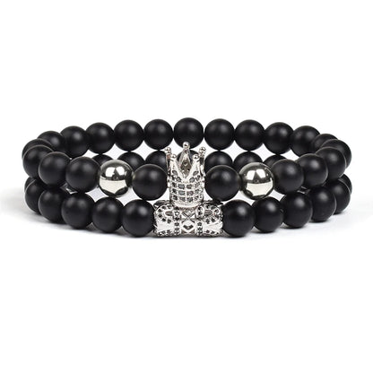 8mm Natural Stone Charm Beads Bracelet