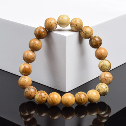 Khaki Yellow Natural Stone Beads Bracelet