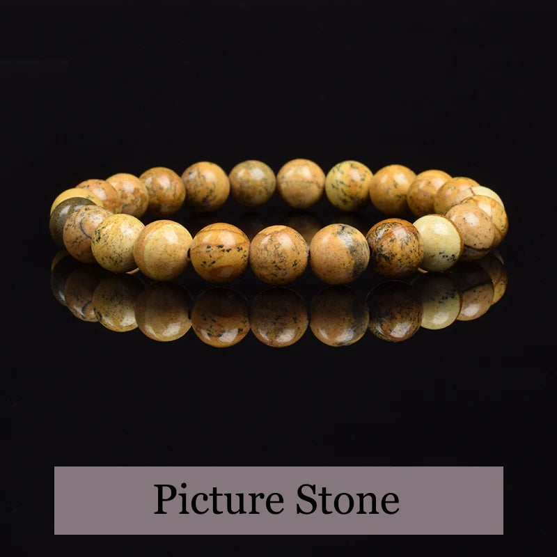 Khaki Yellow Natural Stone Beads Bracelet