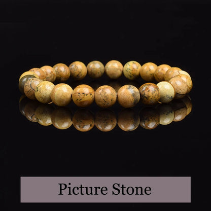 Khaki Yellow Natural Stone Beads Bracelet