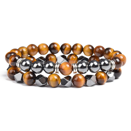 Natural Tiger Eye Beads Couple Bracelets
