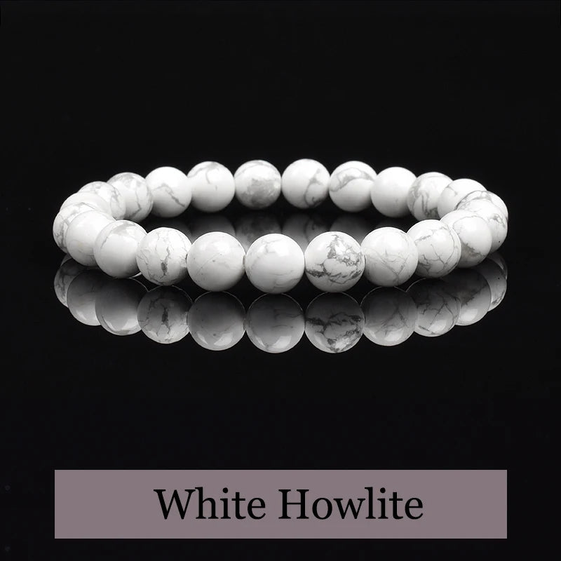Natural White Howlite Stone Beads Bracelet