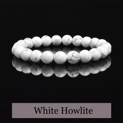 Natural White Howlite Stone Beads Bracelet