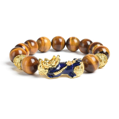 Yellow Elastic Tiger Eye Stone Beads Bracelet