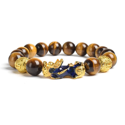 Yellow Elastic Tiger Eye Stone Beads Bracelet