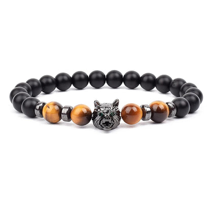Vintage Yellow Red Blue Tiger Eye Natural Stone Bracelet
