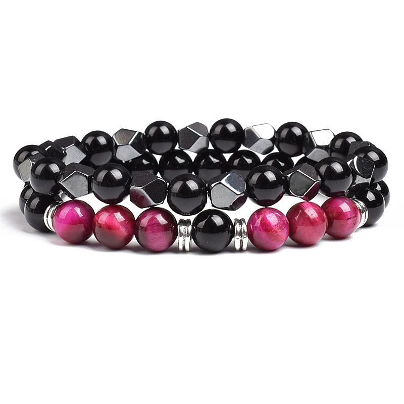 Natural Tiger Eye Beads Couple Bracelets