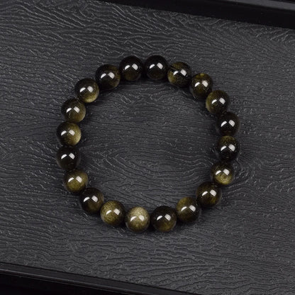 Natural Golden Obsidian Stone Beads Bracelet