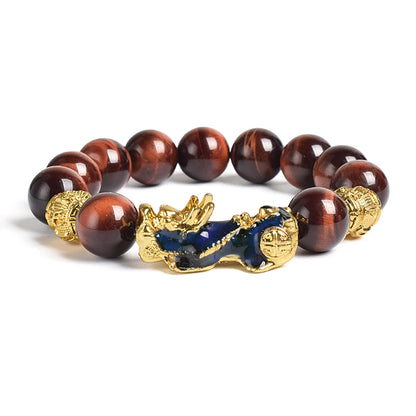 Yellow Elastic Tiger Eye Stone Beads Bracelet