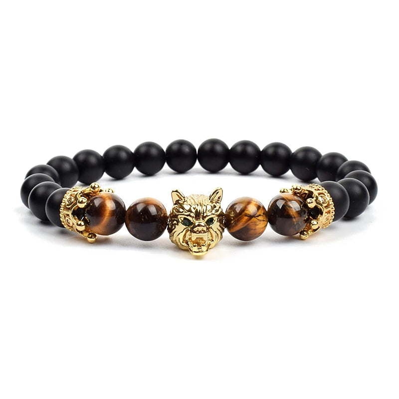 Vintage Yellow Red Blue Tiger Eye Natural Stone Bracelet