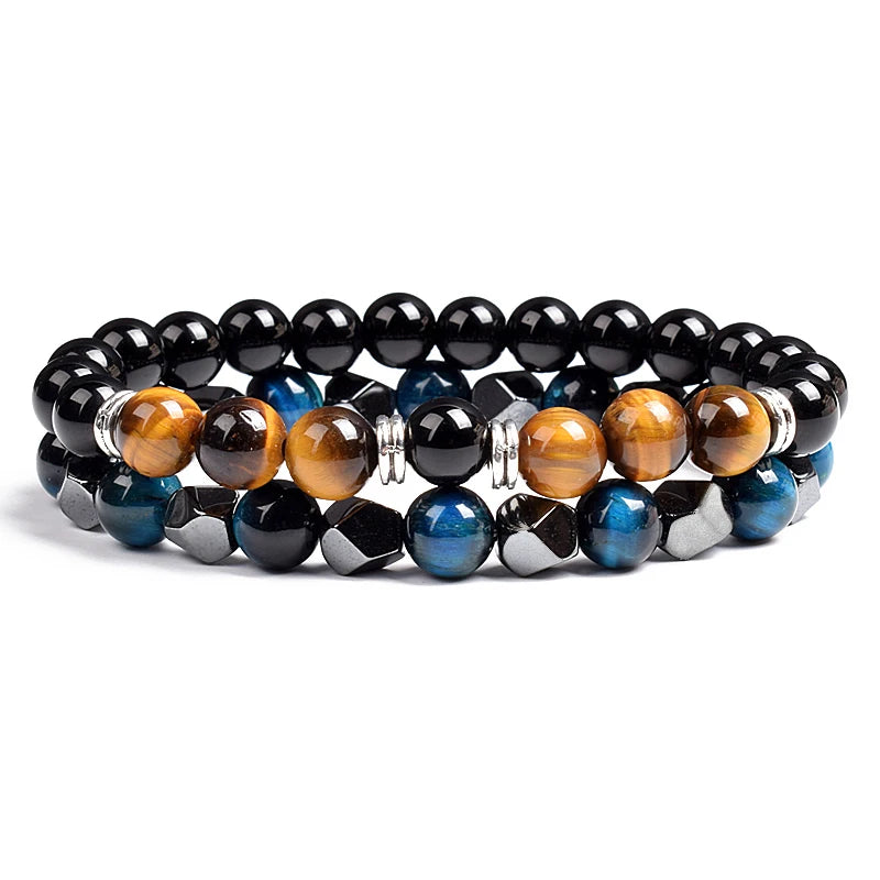 Natural Tiger Eye Beads Couple Bracelets