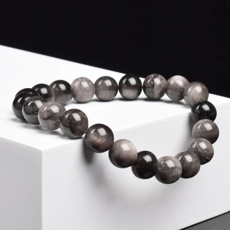 Natural Silver Color Obsidian Bracelet